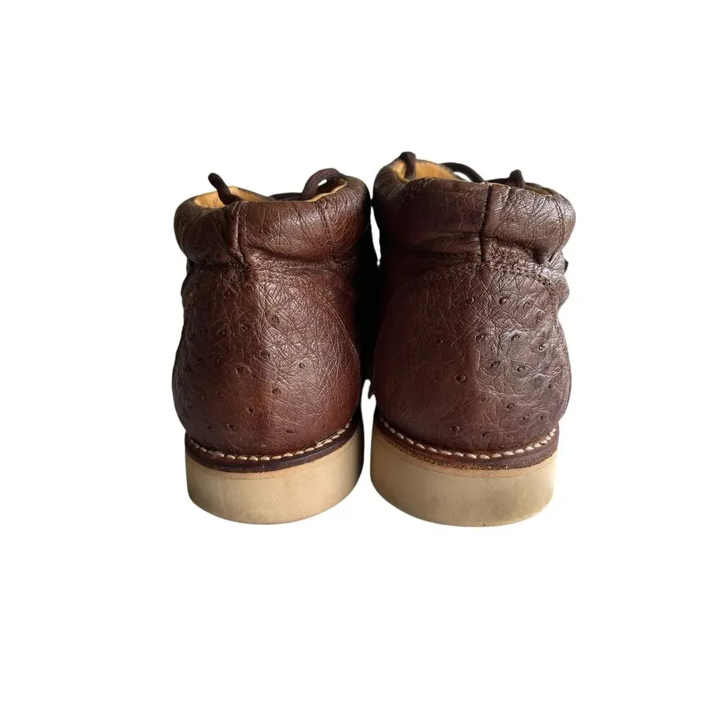 Los Altos Genuine BROWN Caiman Crocodile Ostrich Casual Shoes Lace Up 10.5